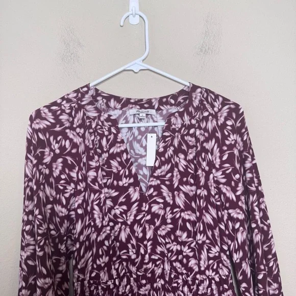 Madewell Smocked Y-Neck Mini Dress In Floral - Picture 4 of 16